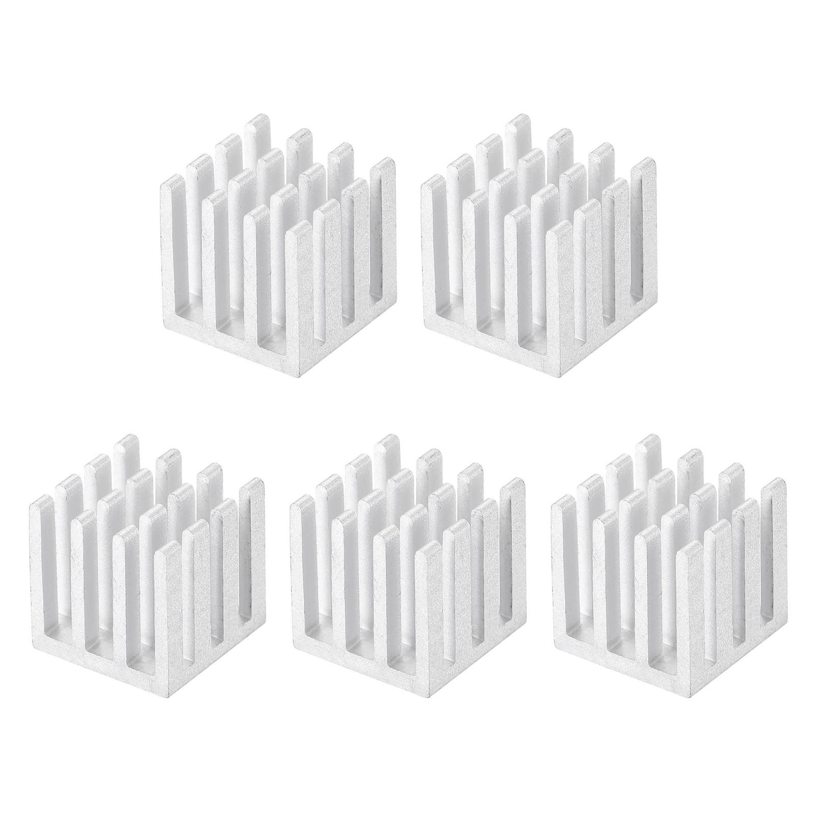 14x14x14mm Aluminum Heatsink Radiator for MOS IC Chip Silver Tone 5 Pcs