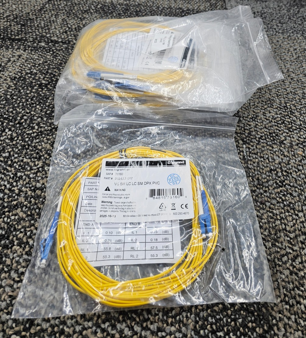 (QTY 10) Legrand 810-LL7-017 Quiktron Fiber Obtic Jumper Cable, 5 Meter