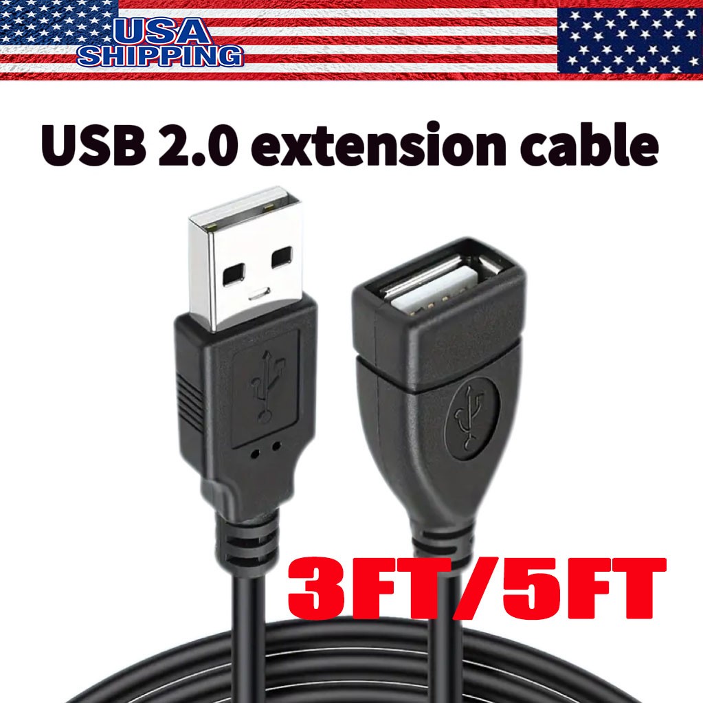 High-Speed USB-USB Extension Cable USB 2.0 Adapter Extender Cord Male/Female LOT