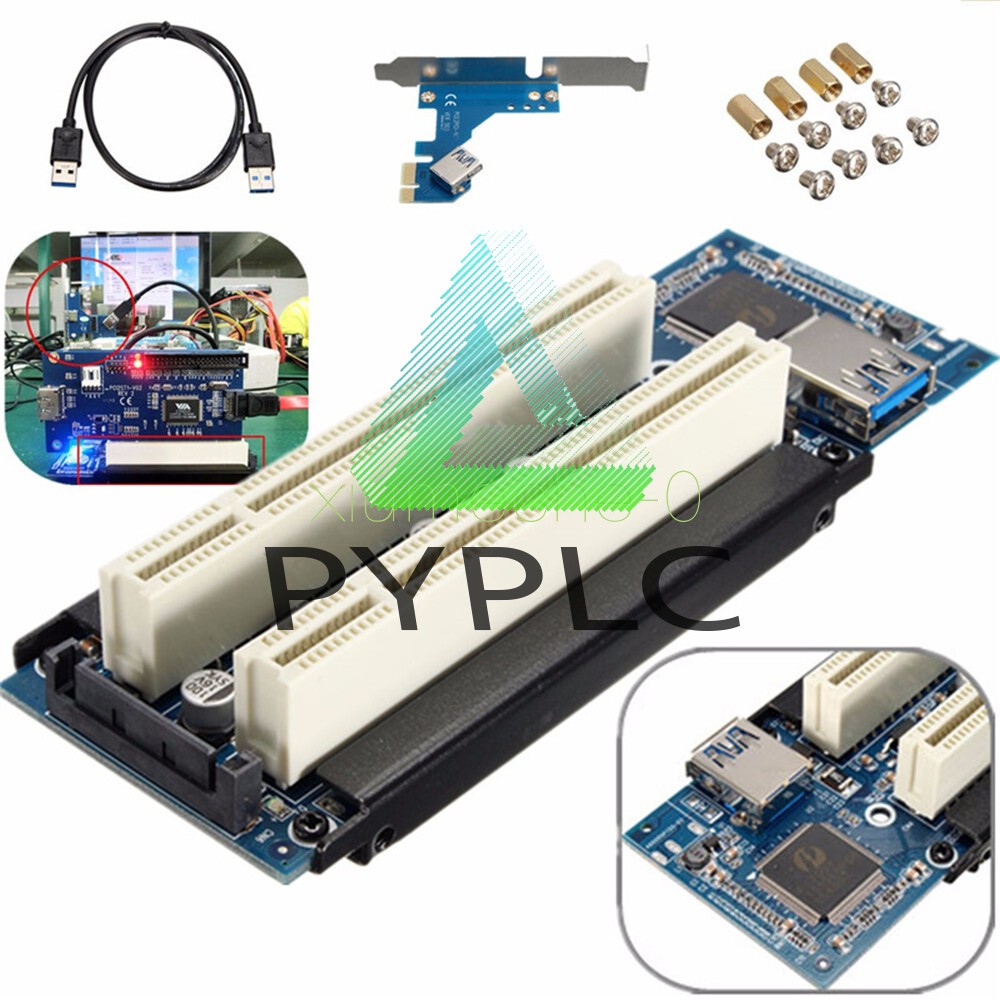 PCI-E Express X1 to Dual PCI Riser Extend Adapter Card With USB 3.0 Cable NEW
