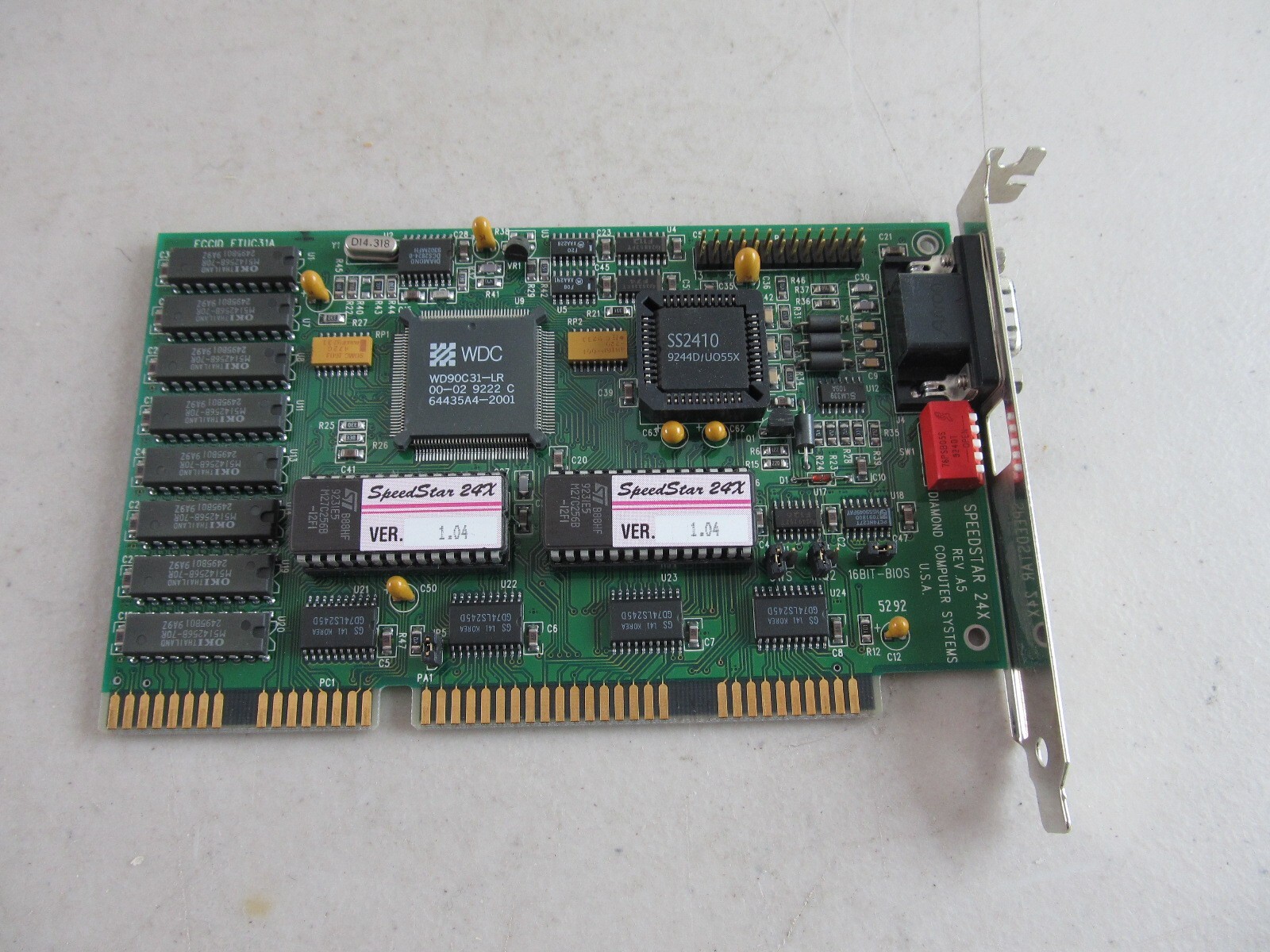 VINTAGE DIAMOND SPEEDSTAR 24X WDC WD90C31-LR 1 MEG ISA VGA CARD WORKING