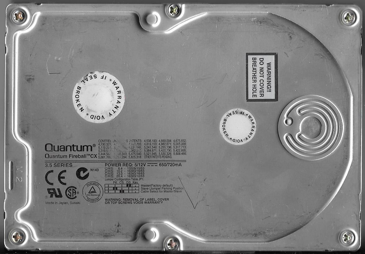 QUANTUM FIREBALL CX 10.2GB IDE HARD DRIVE  MODEL: CX10A011
