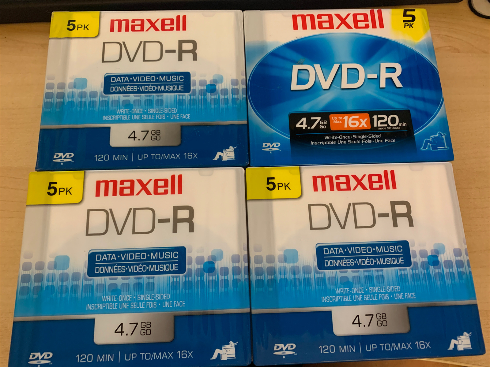 Maxwell  4.7  DVD-R  5 pk X 4 (20 dvds Total)