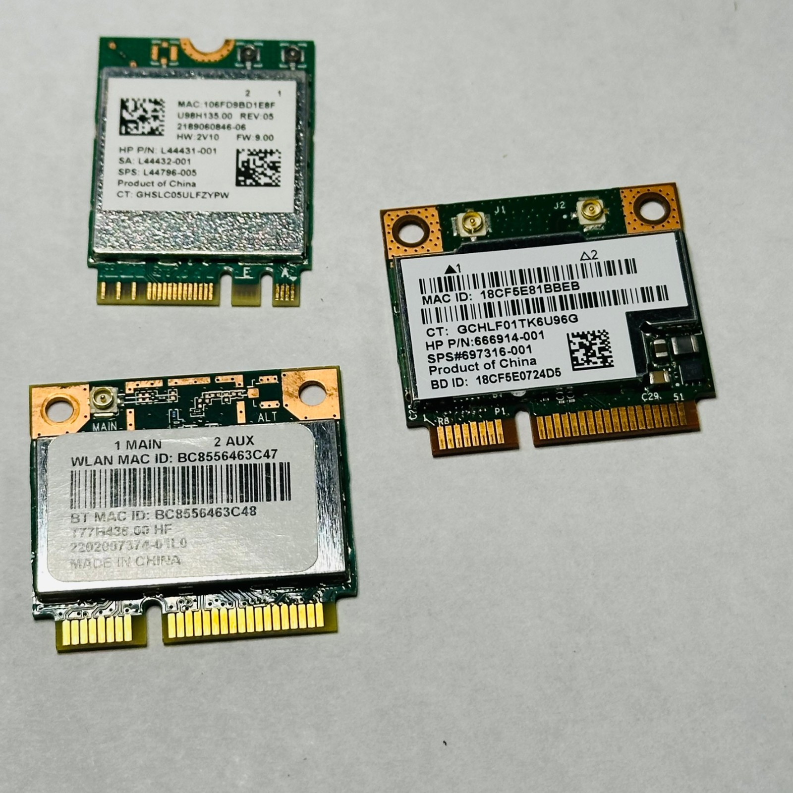 👉 Lot of 3 Laptop WiFi Cards Intel WM3945ABG Centrino N1000 Mini PCIe