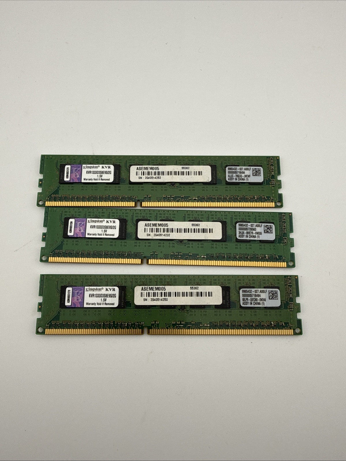 Kingston (6GB)  2GB DIMM 1333MHz (PC3-10600) DDR3 Memory (KVR1333D3S8E9S/2G