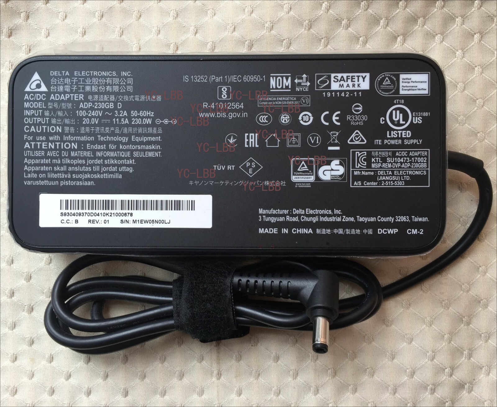 Original Delta 230W 20V AC/DC Adapter for MSI GS66 Stealth 10UH-091 ADP-230GB D@