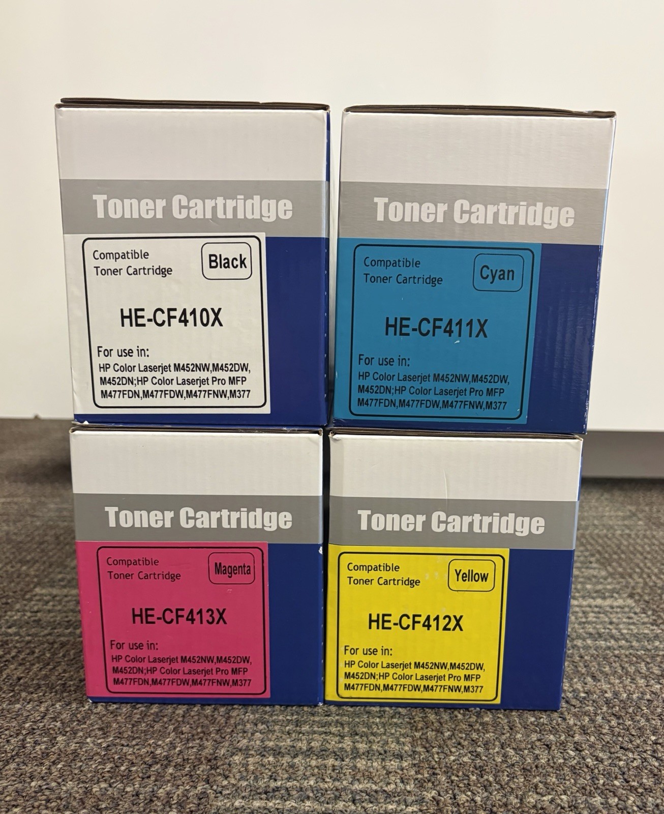 Premium Compatible CMYK Laser Toner Set HE-CF410X/411X/412X/413X for HP