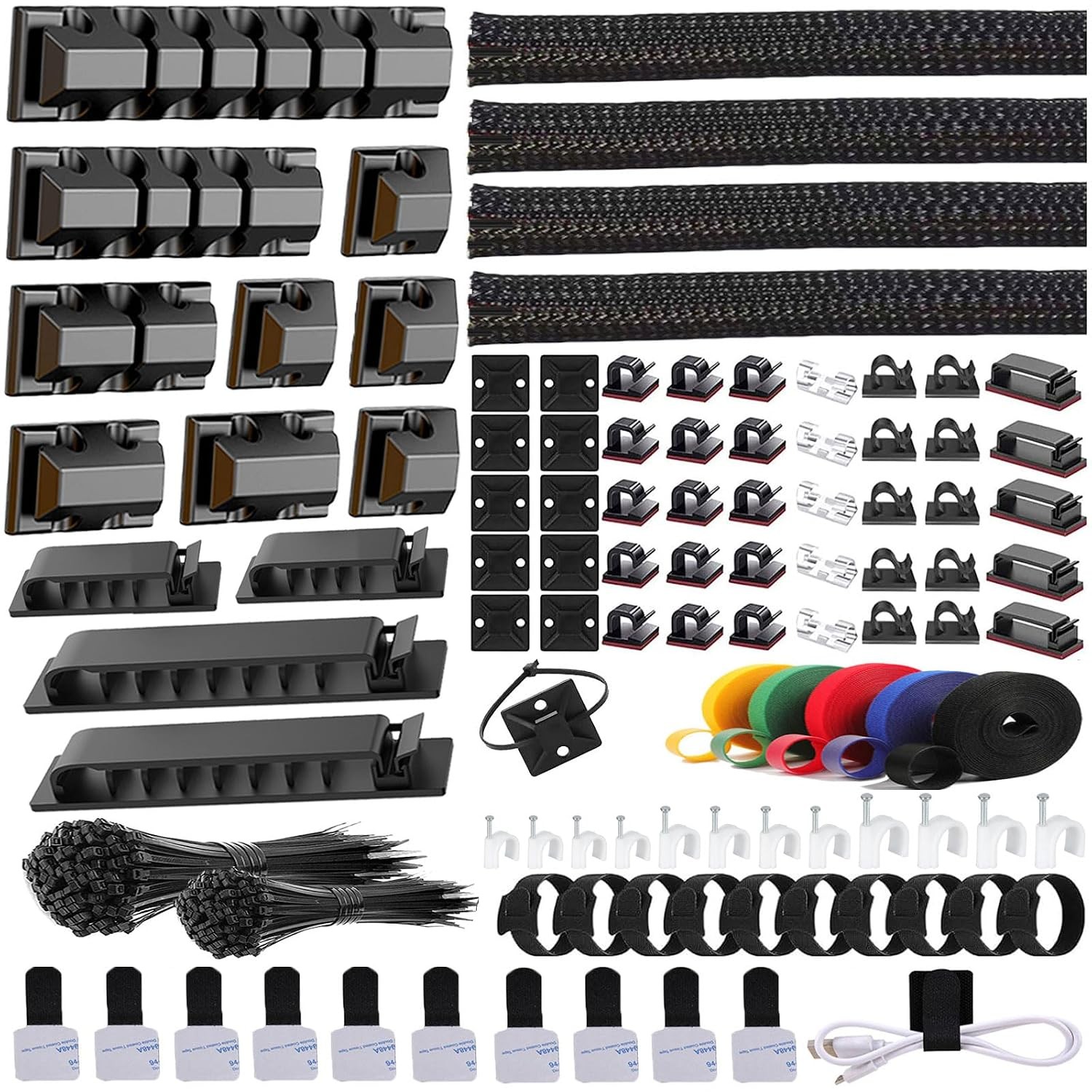ELII 327 PCS Cable Management Kit 4 Cable Cable Sleeves,65 Cable Clips