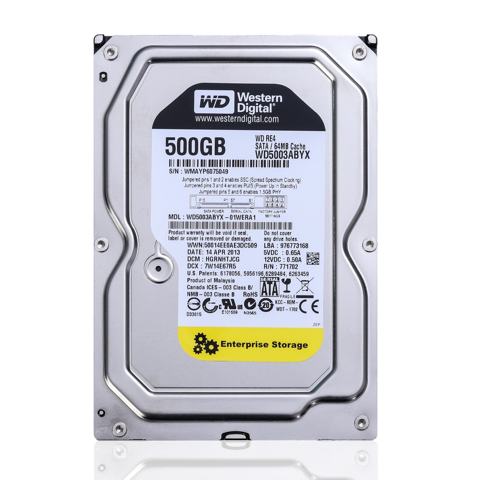 Western Digital 500GB WD5003ABYX RE4 Enterprise 64MB 3.5" SATA HDD Hard Drive