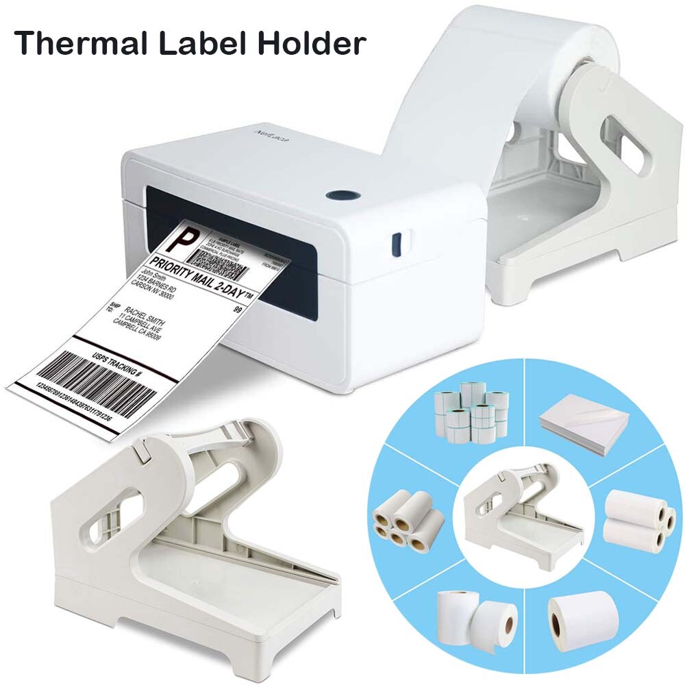 Label Holder 2 in1 Rolls & Fan-Fold Stack Paper Holder for Thermal Label Printer