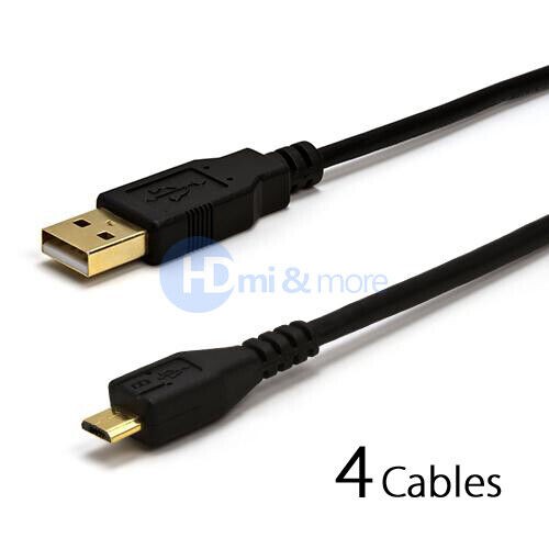 4x Micro USB Cable 3FT USB Micro B to A Data Transfer USB Charging Cord 3 Feet