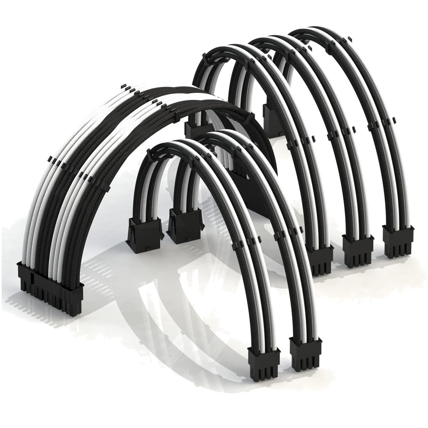 Custom Mod GPU PC Braided Cable Set - 52 Pins - Blackwhite