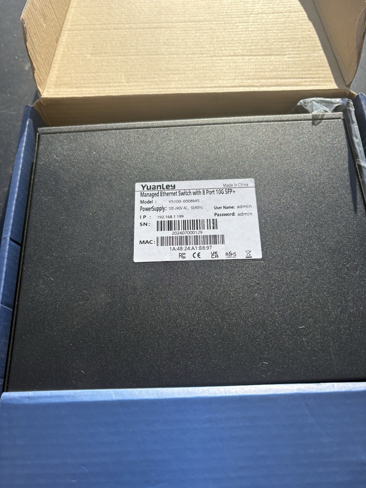 Yuanley 8 Port 10G Network Switch YS100-0008MS NEW