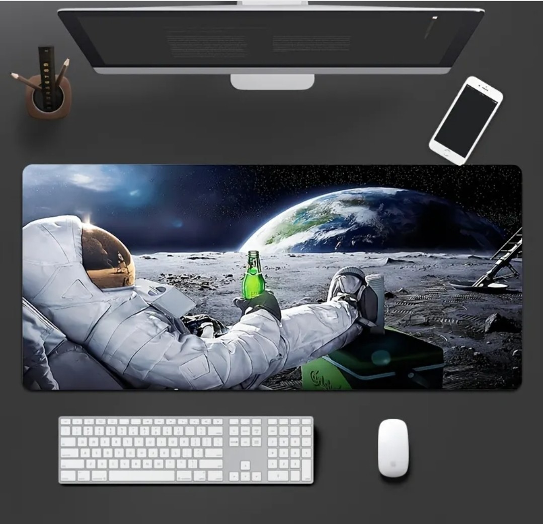 Astronaut Hanging Out Space Gaming Mouse Pad 27.5 x 12 Waterproof Non-Slip Mat