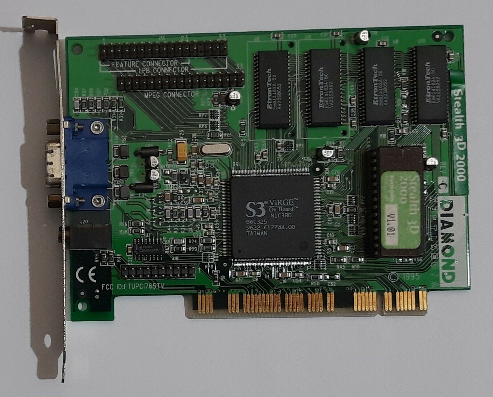 Diamond Stealth 3D 2000 PCI Graphics Card (S3 ViRGE, 86C325, 2MB, Retro, 1996)