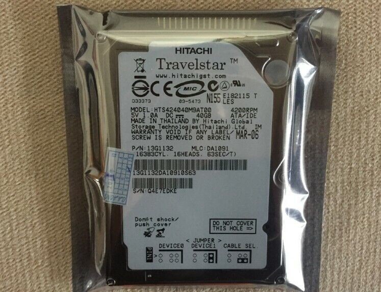 Hitachi Travelstar HTS424040M9AT00 40GB 4200RPM 2.5" IDE HDD Laptop Hard Drive