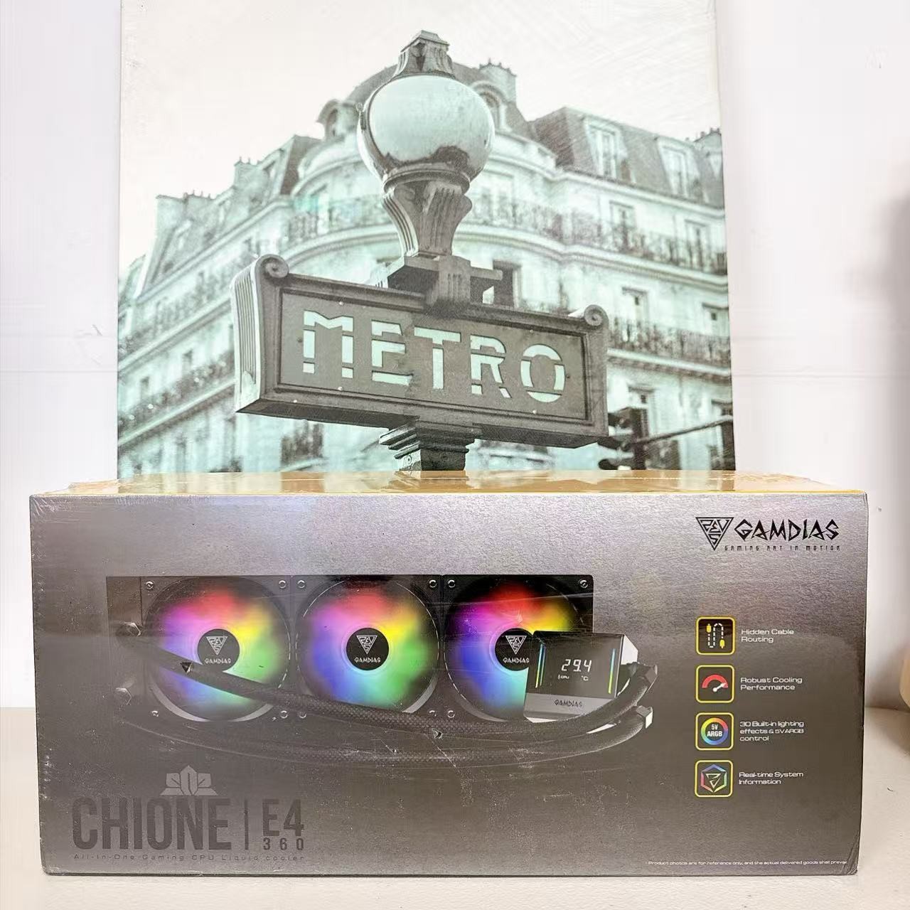 GAMDIAS CHIONE E4 360 Gaming AIO Liquid CPU Cooler ARGB Pump Head Display