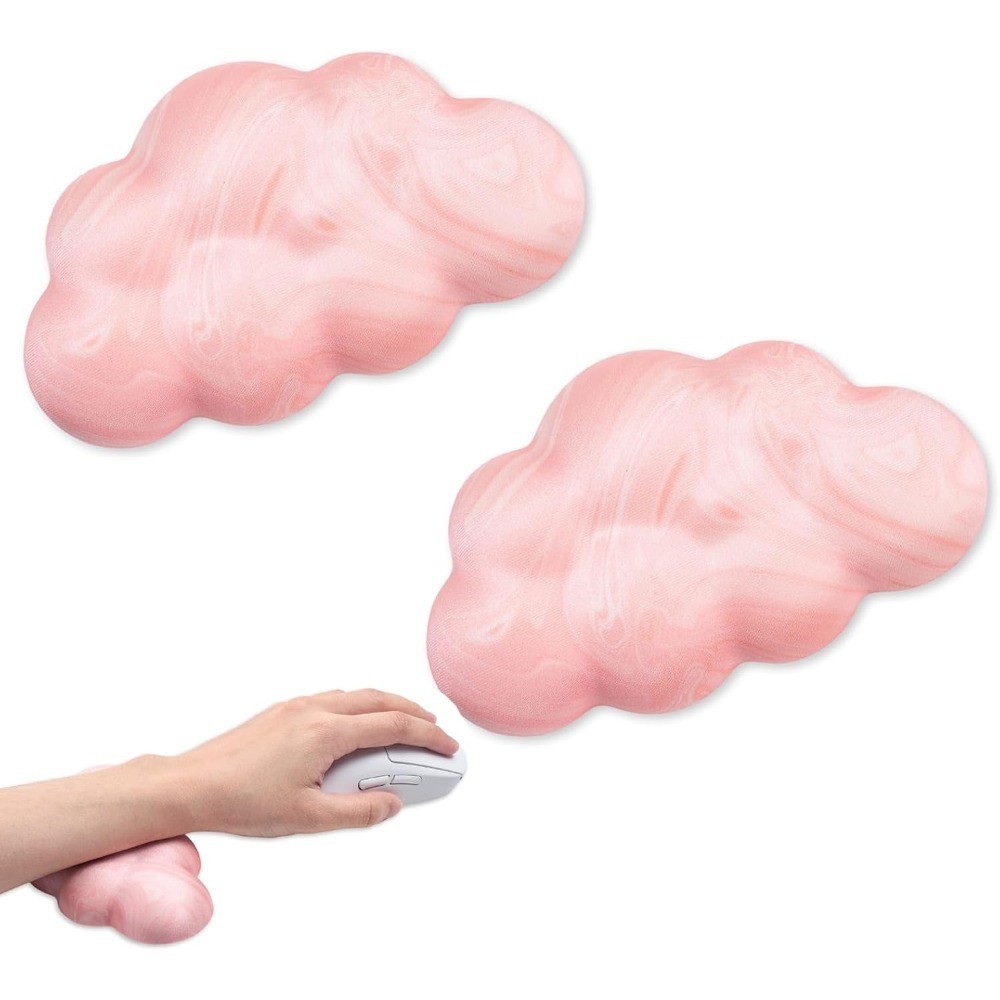 Ergonomic Mouse Wrist Rest Cushion Pad 2PCS Cloud Design PU Leather Non Slip