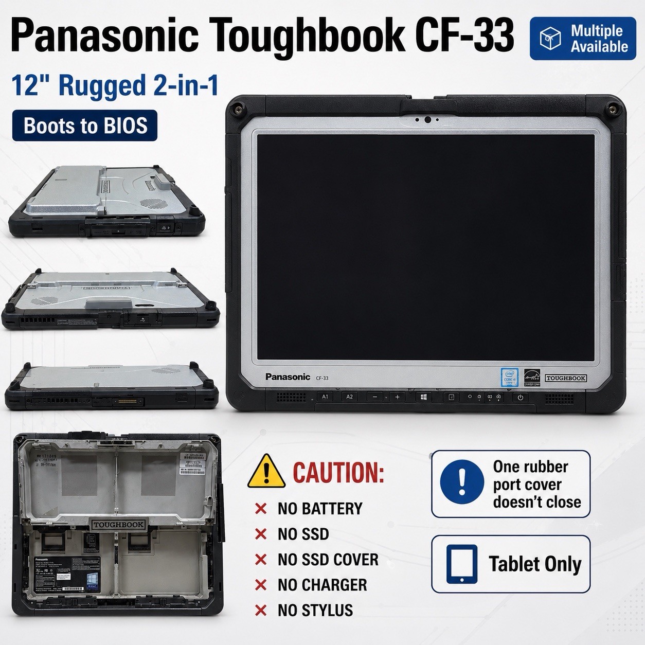 Panasonic Toughbook TABLET CF-33  i5-6TH GEN2.4GHz 8GB RAM TOUCH SEE DETAILS