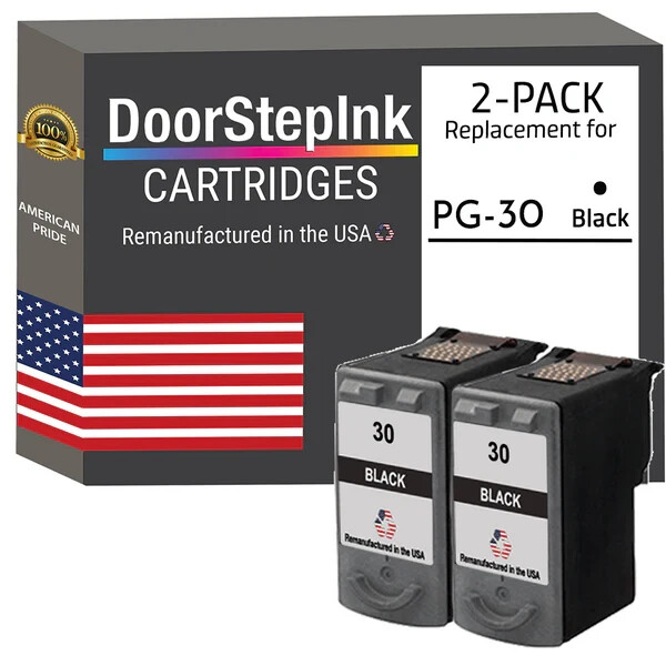 DoorStepInk Compatible Ink Cartridges for Canon PG-30 Black Twin Pack-USA