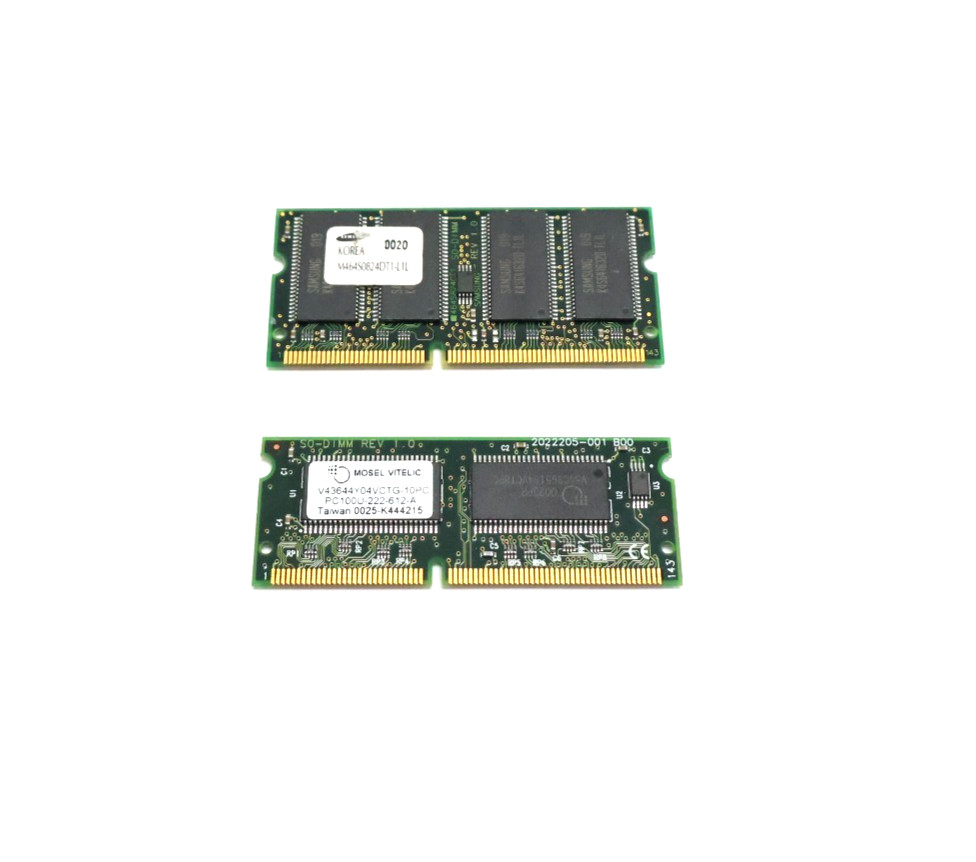 Lot of 2 Samsung Mosel Vitelic 64MB SDRAM SODIMM Memory Module M464S0824DT1-L1L