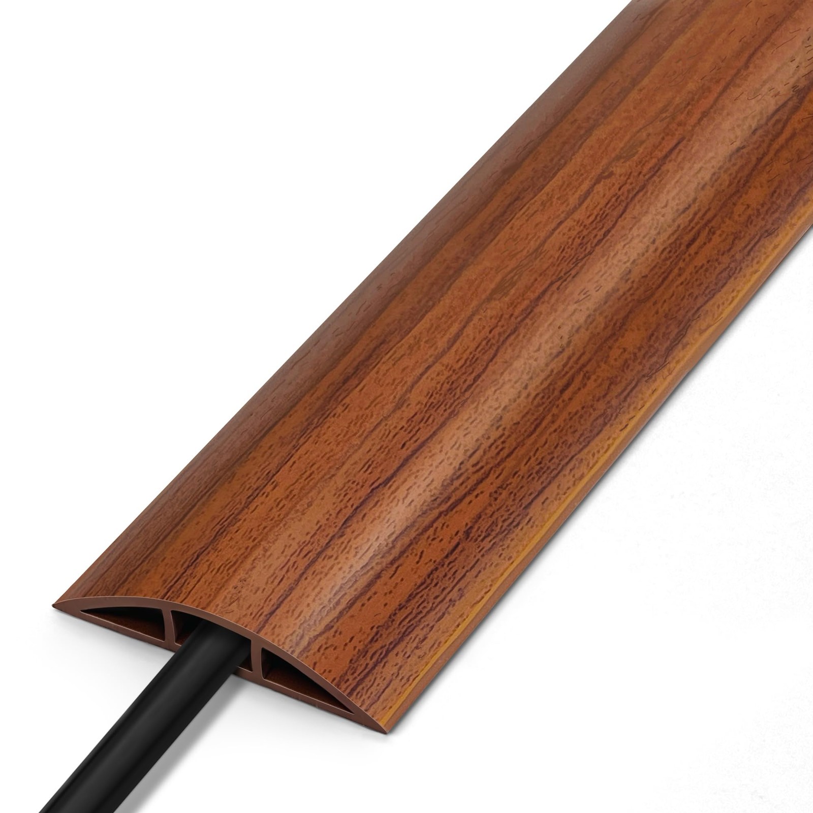Floor Cord Cover 4FT, Walnut Wood Cord Hider Floor, Soft PVC Cord Protector F...