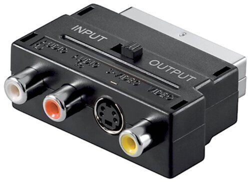 SCART to S-Video SVHS & 3 RCA Phono TV AV Adapter Converter Plated