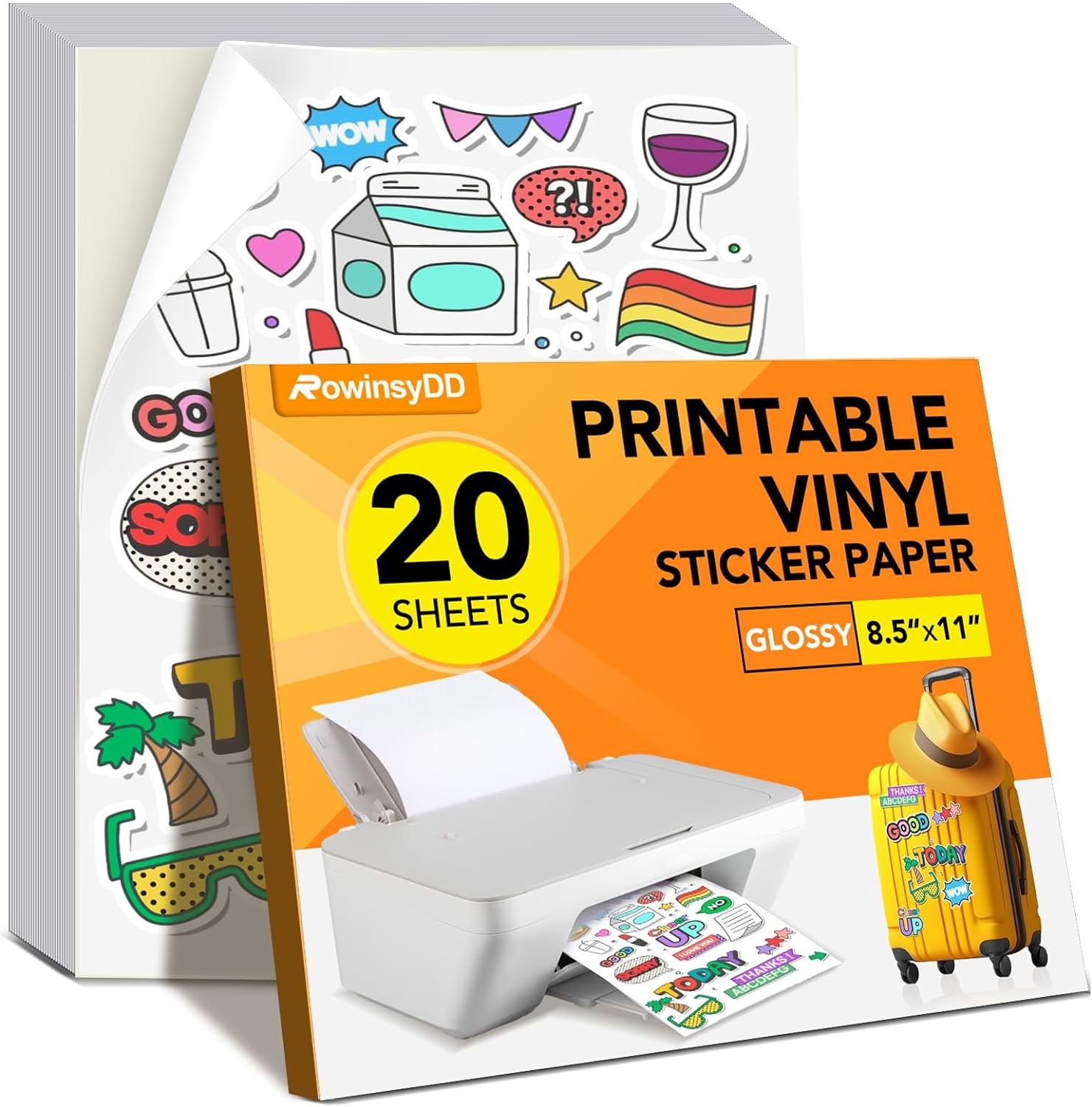 20 PCS Sticker Paper for Inkjet Printer, Printable Vinyl Sticker Paper Dries ...