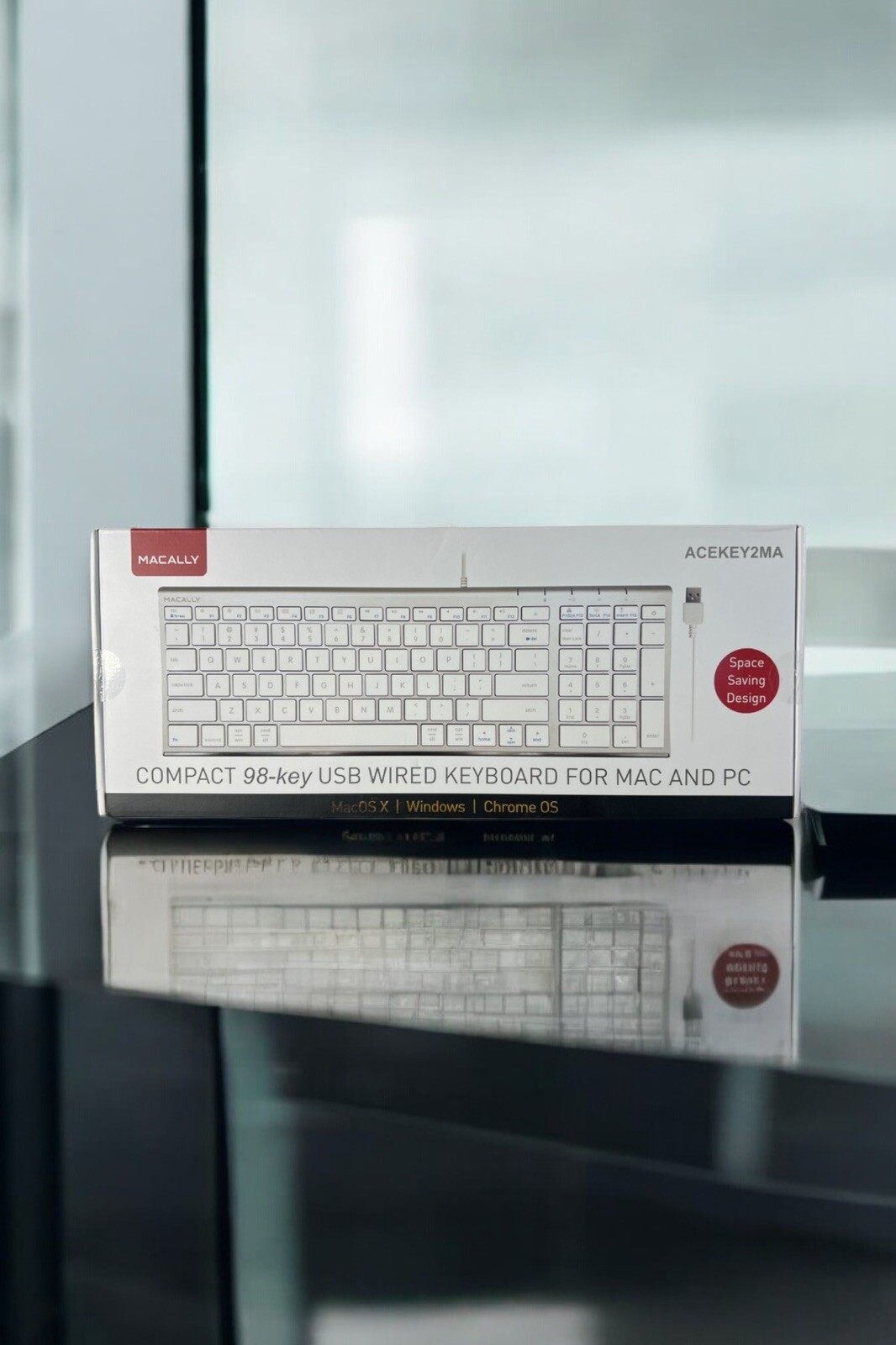 Macally 98 Key USB Wired Keyboard (ACEKEY2MA) for Mac and PC (White)