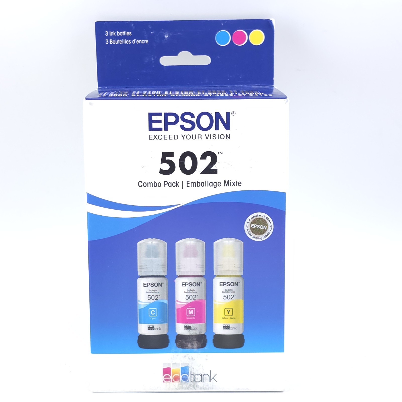Genuine Epson 502 Ink Bottle Combo for ECO-TANK ET-Printers-OEM-4PK-NEW