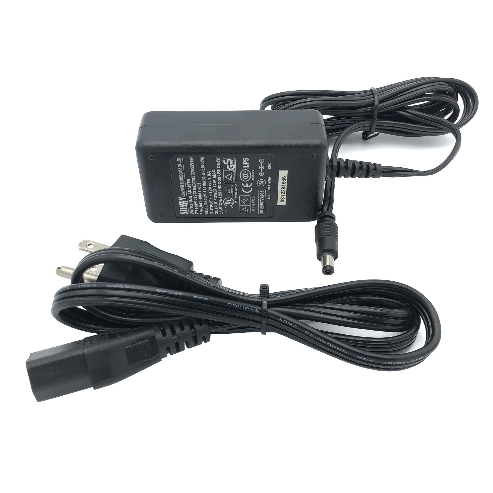 NEW Original Sunny SYS10891212T3 AC Power Adapter 12V 1A Power Supply OEM