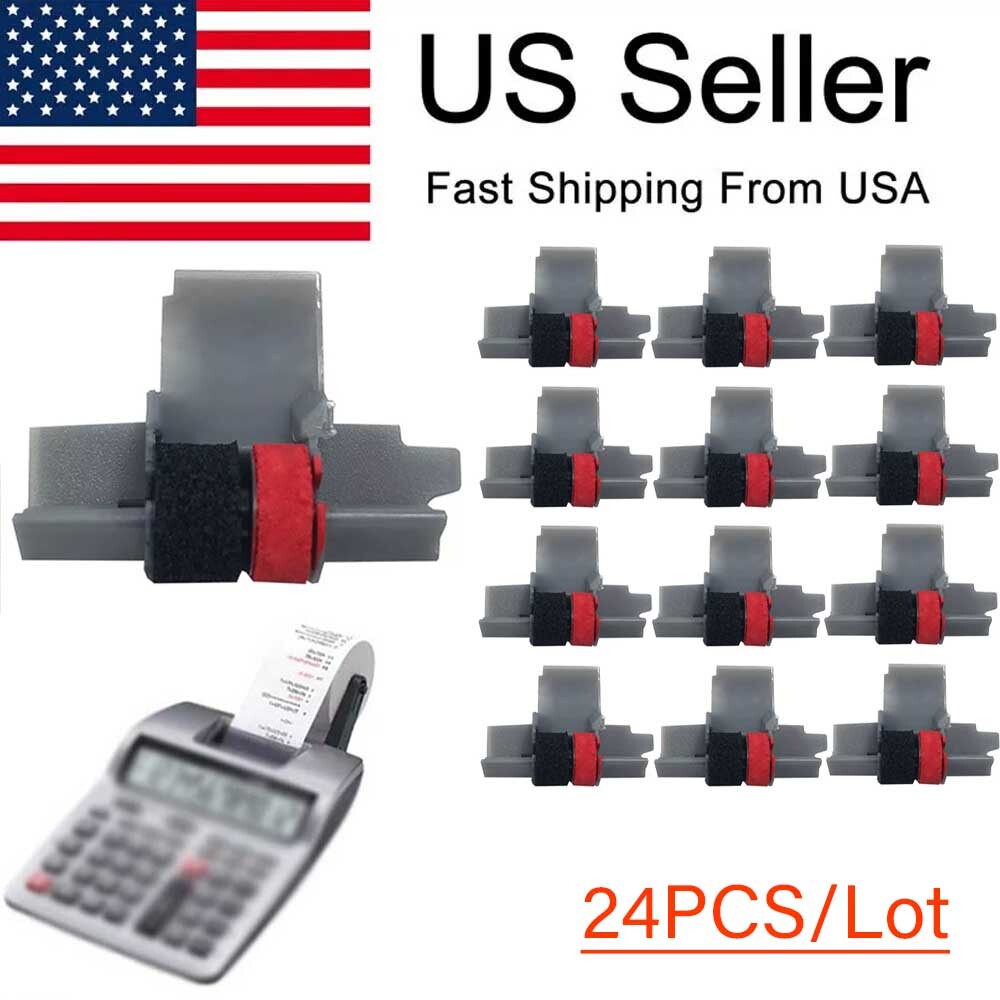 24pcs IR-40T Black & Red Calculator Ink Rollera for CP13 NR42 IR40T Sharp Casio