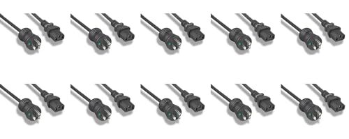 Heavy Duty 12 Awg Hospital Grade Power Cord Black 6FT 2M 10 Pack AC Power NEMA