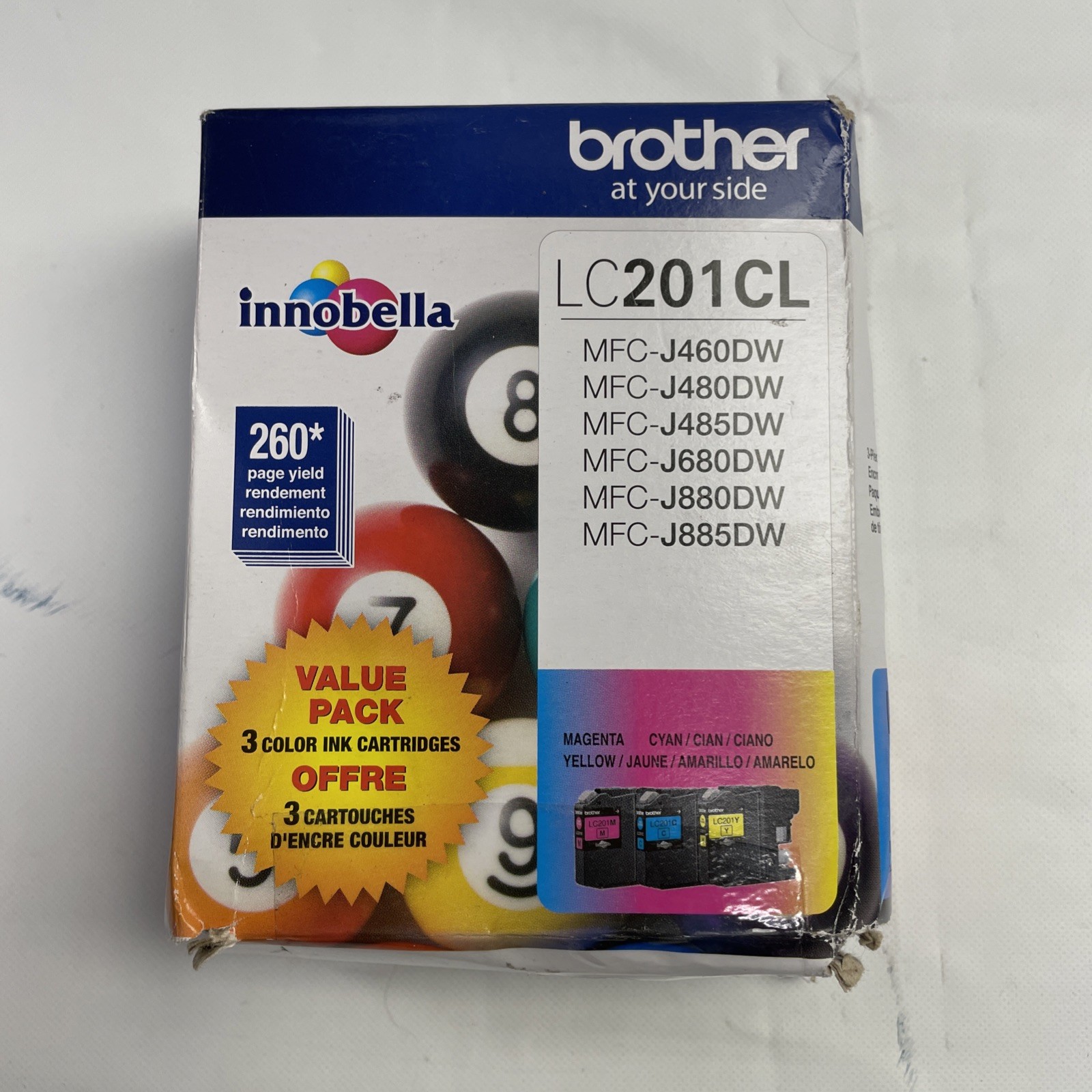 New Genuine Brother LC201 Cyan Magenta Yellow 3PK Ink Cartridges