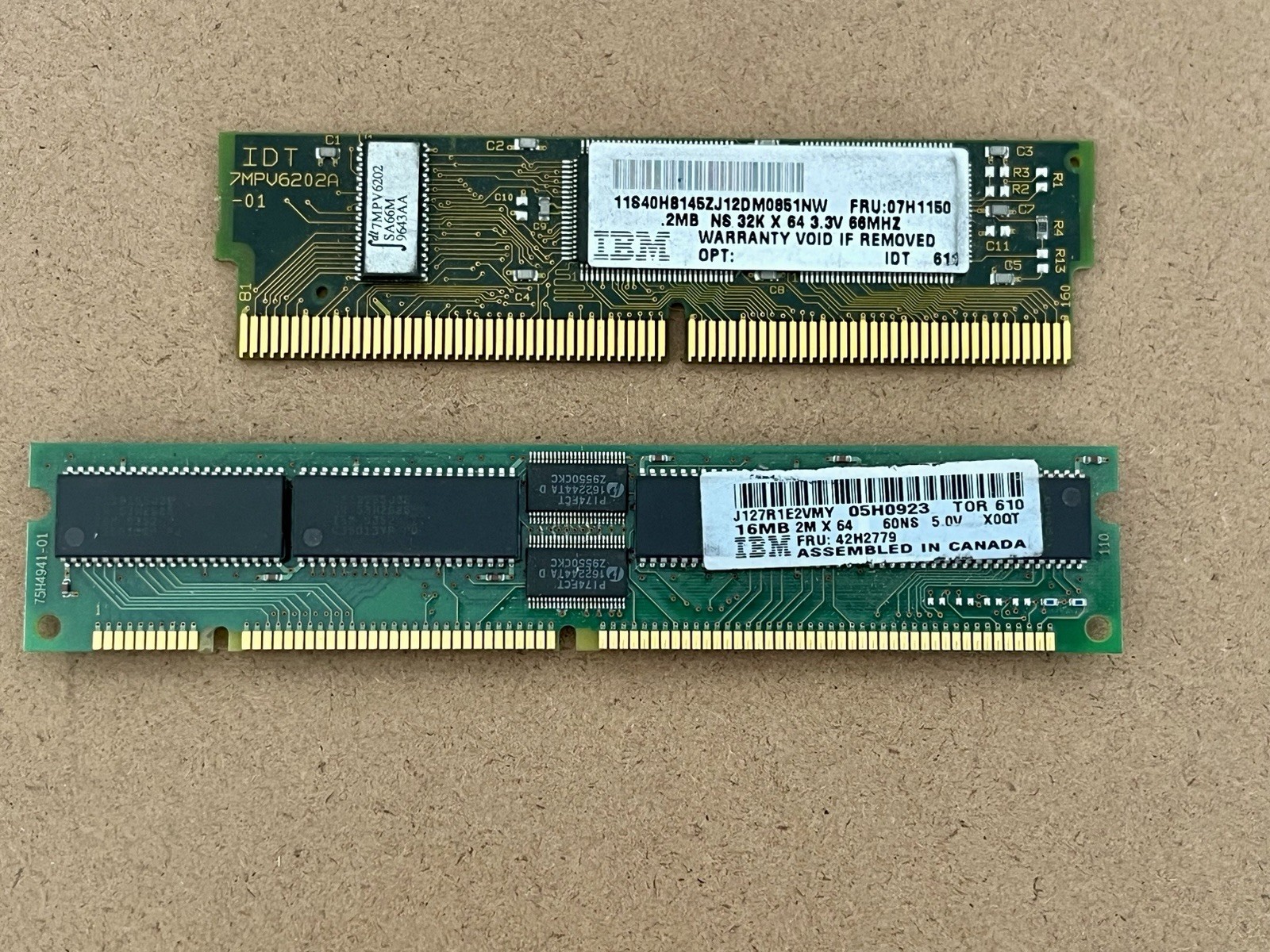 Vtg IBM Server RAM Lot 16MB FRU 42H2779 & L2 Cache FRU 07H1150 RS/6000 AS/400
