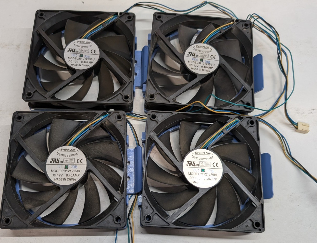 4x Everflow R121225BU 120mm PWM Fans 12V 0.4A Ball Bearing Fan Chenbro Brackets