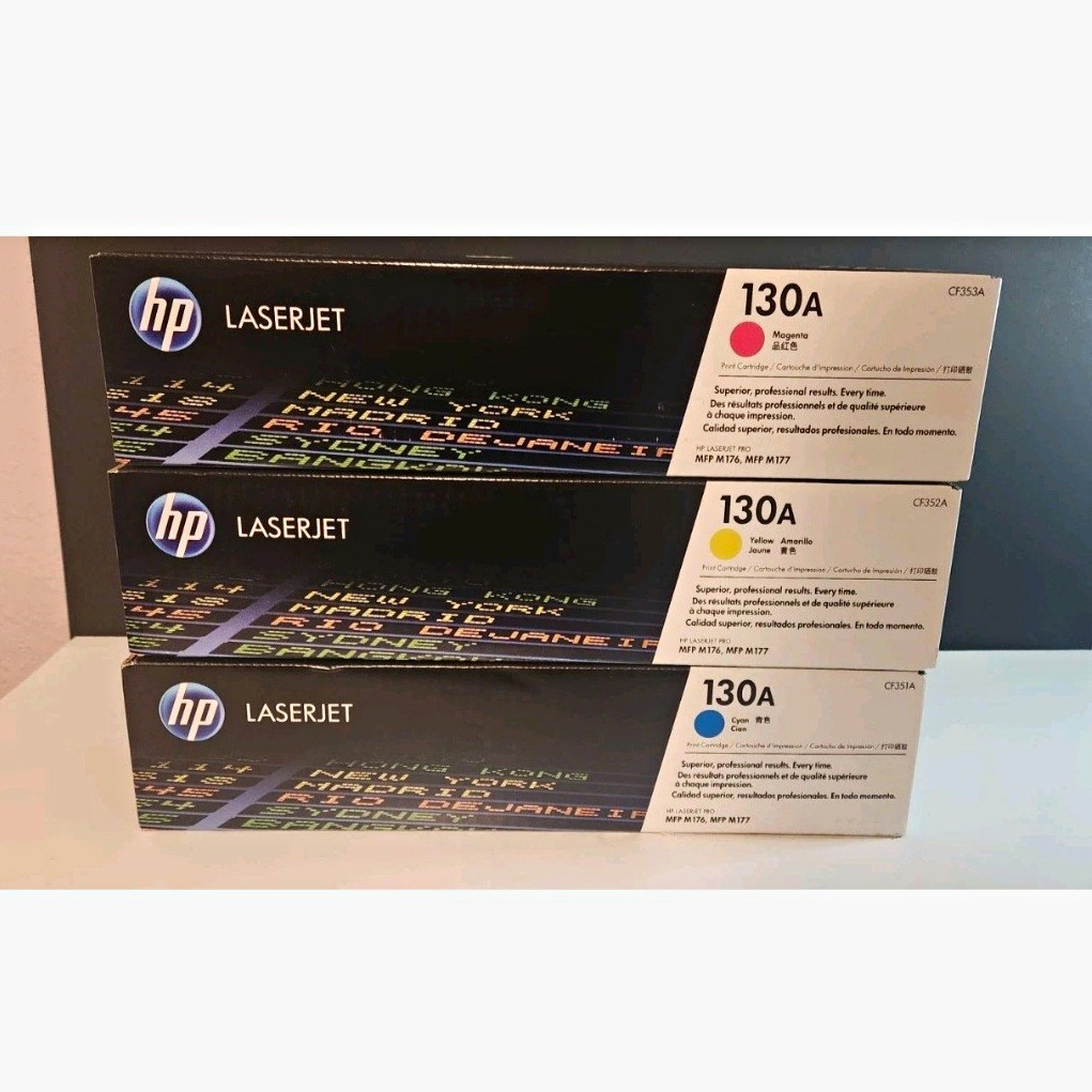 HP 130A Original LaserJet Toner Cartridge (CF351A/52A/53A) - 3 Pack C/Y/M
