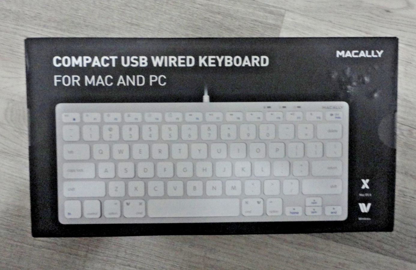 MACALLY Small Wired Keyboard for Mac & Windows, Silver Aluminum, SLIMKEYCA