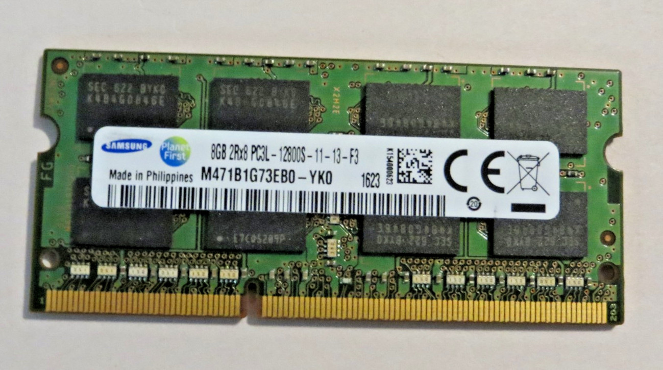 8GB Single Module DDR3L 1600MHz PC3L-12800S Laptop RAM Samsung M471B1G73EB0-YK0
