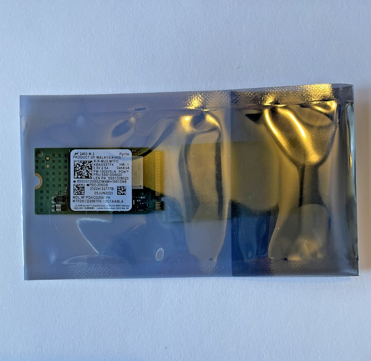 NEW Micron 2450 256GB PCIe NVMe Gen4x4x 2242 SSD OEM P/N MTFDKCD256TFK