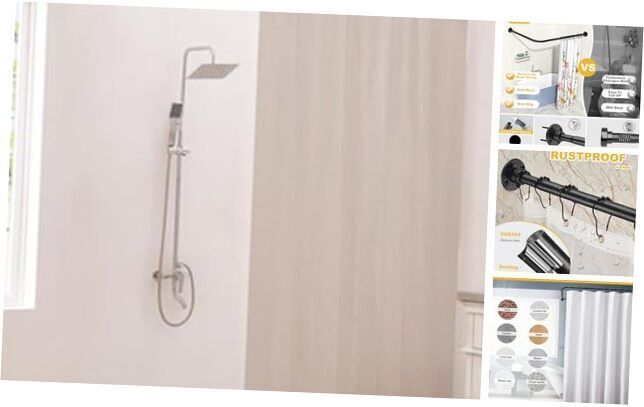 Corner Shower Curtain Rod x Adjustable L Shaped Shower Curtain Rod, 30\