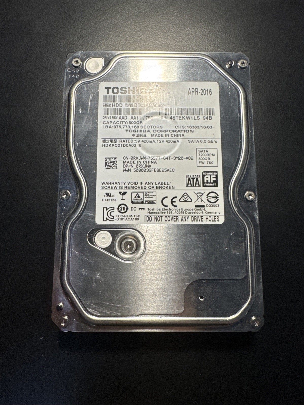 Toshiba DT01ACA050 500GB Hard Disk Drive HDD 3.5 inch