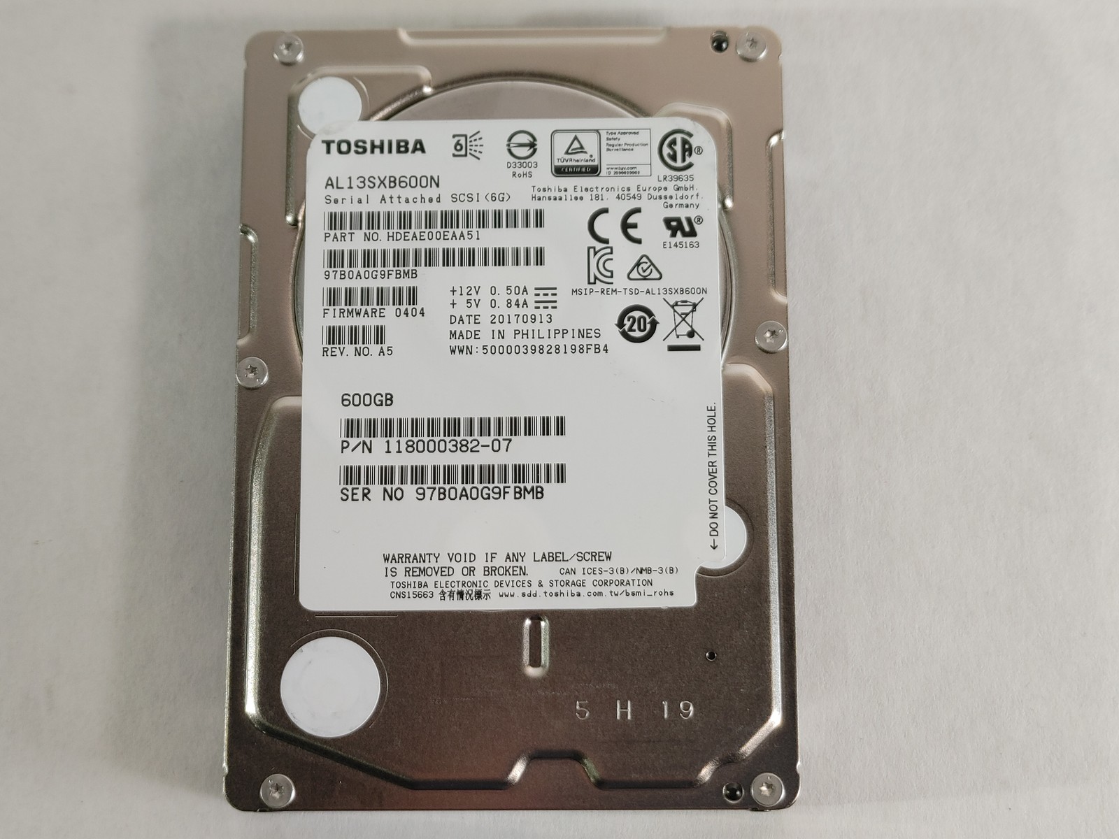 Toshiba AL13SXB600N 600 GB SAS 2 2.5 in Enterprise Drive