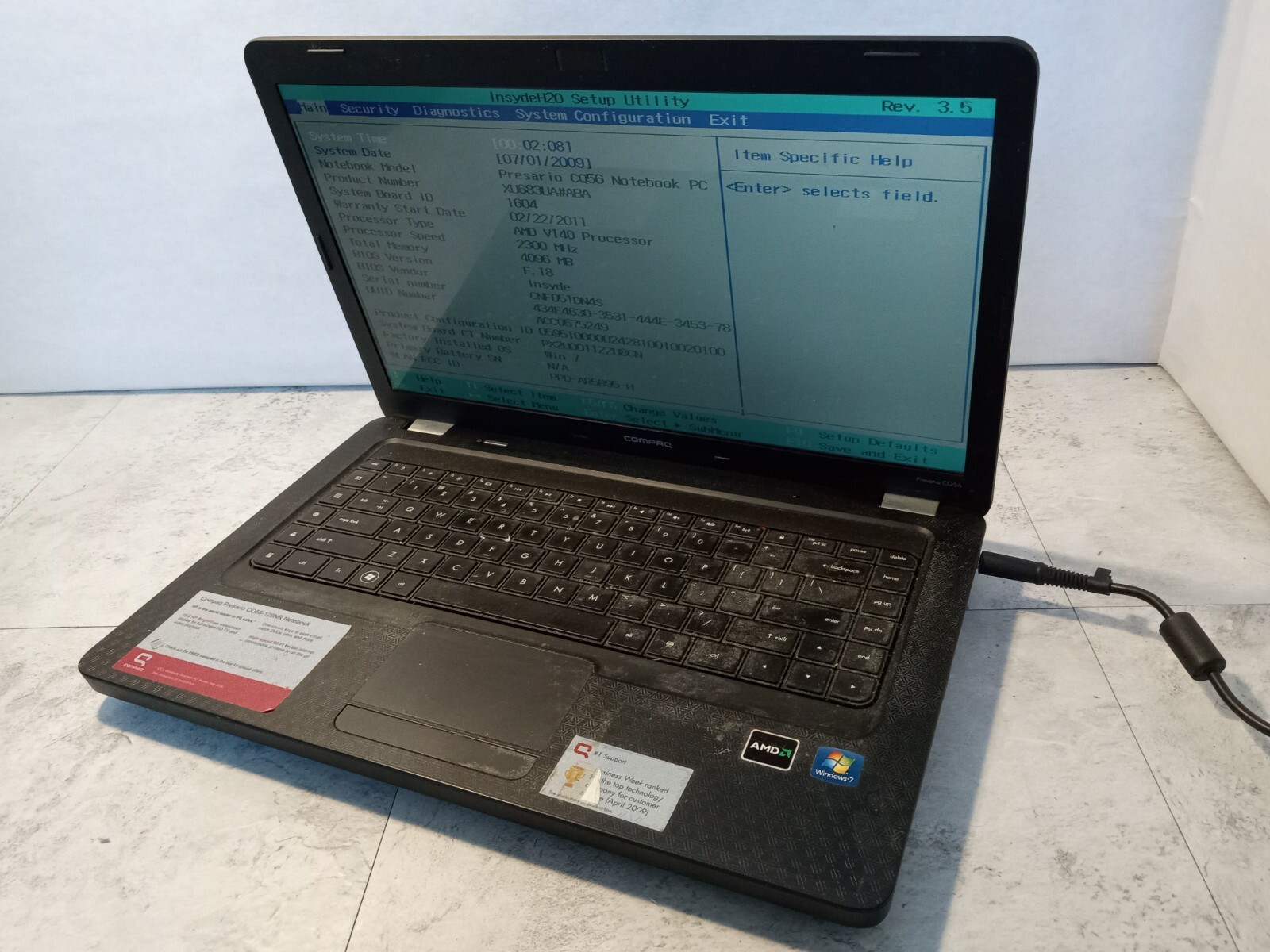 Compaq Presario CQ56-129NR 15.6" Laptop AMD V140 2.30GHz *READ* -FM