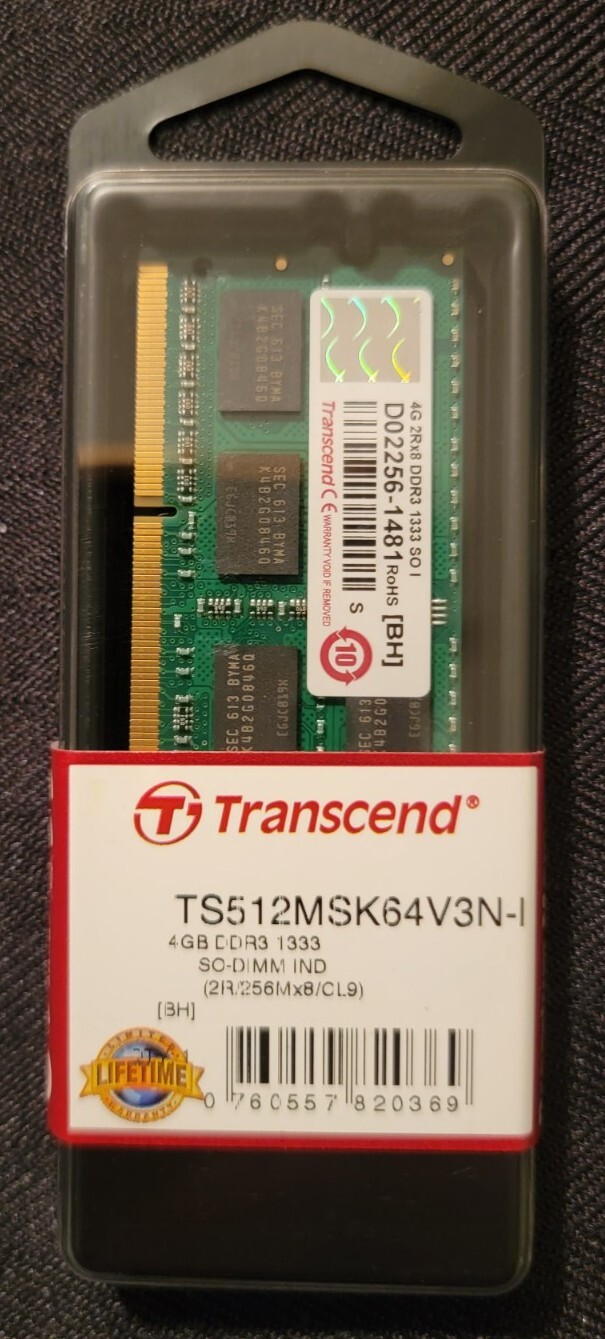 4GB SODIMM RAM Transcend DDR3 1333 TS512MSK64V3N-I