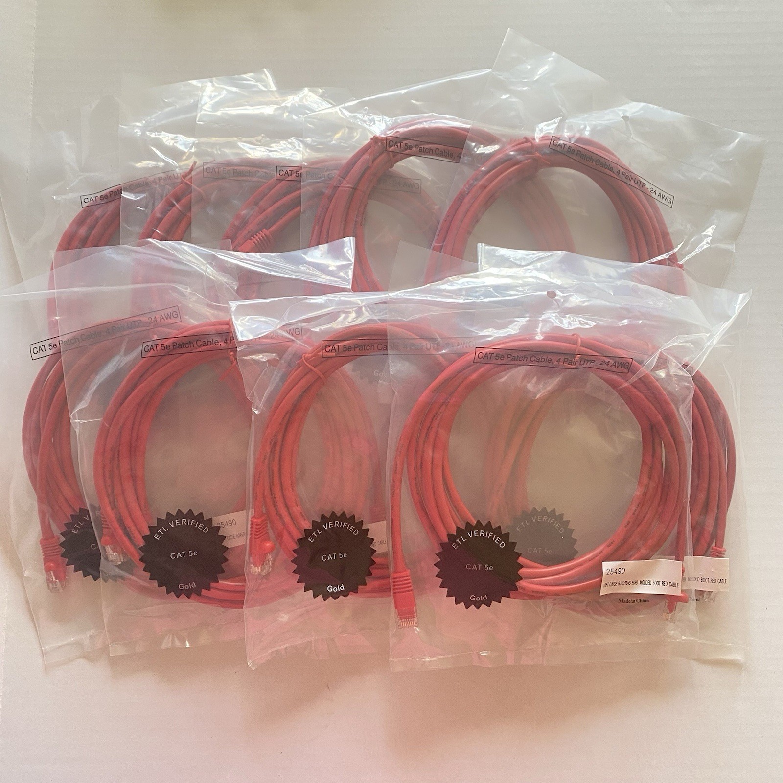 Lot of 10 Red CAT5e 10 feet Enhanced 350MHz Ethernet Patch Cable RJ45