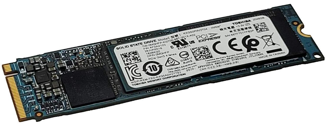 DELL TOSHIBA 2TB 2048GB M.2 NVME SSD KXG50PNV2T04 MGHFP 94% HEALTH