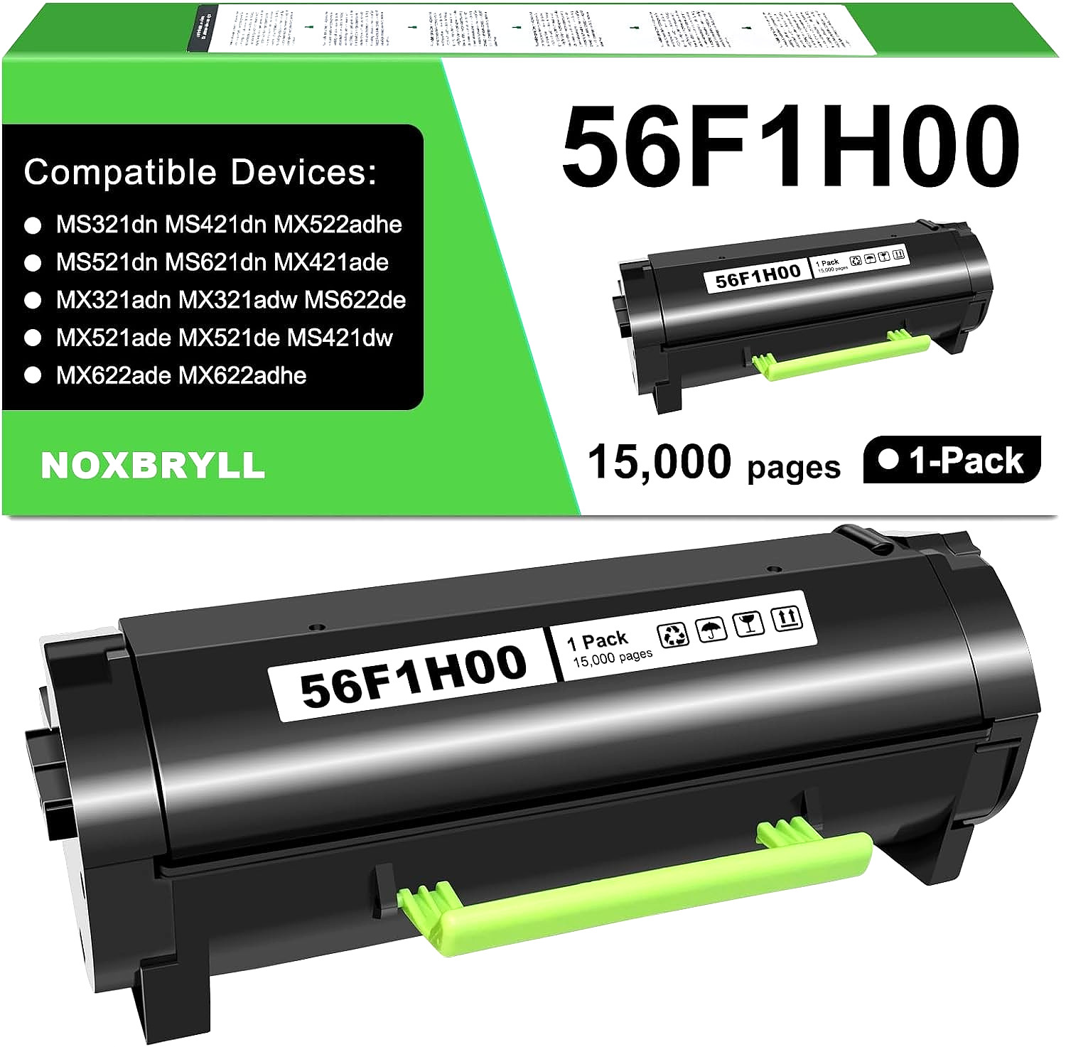 56F1H00 High-Yield Black Toner Cartridge for Lexmark MS & MX Series 15,000 Pages