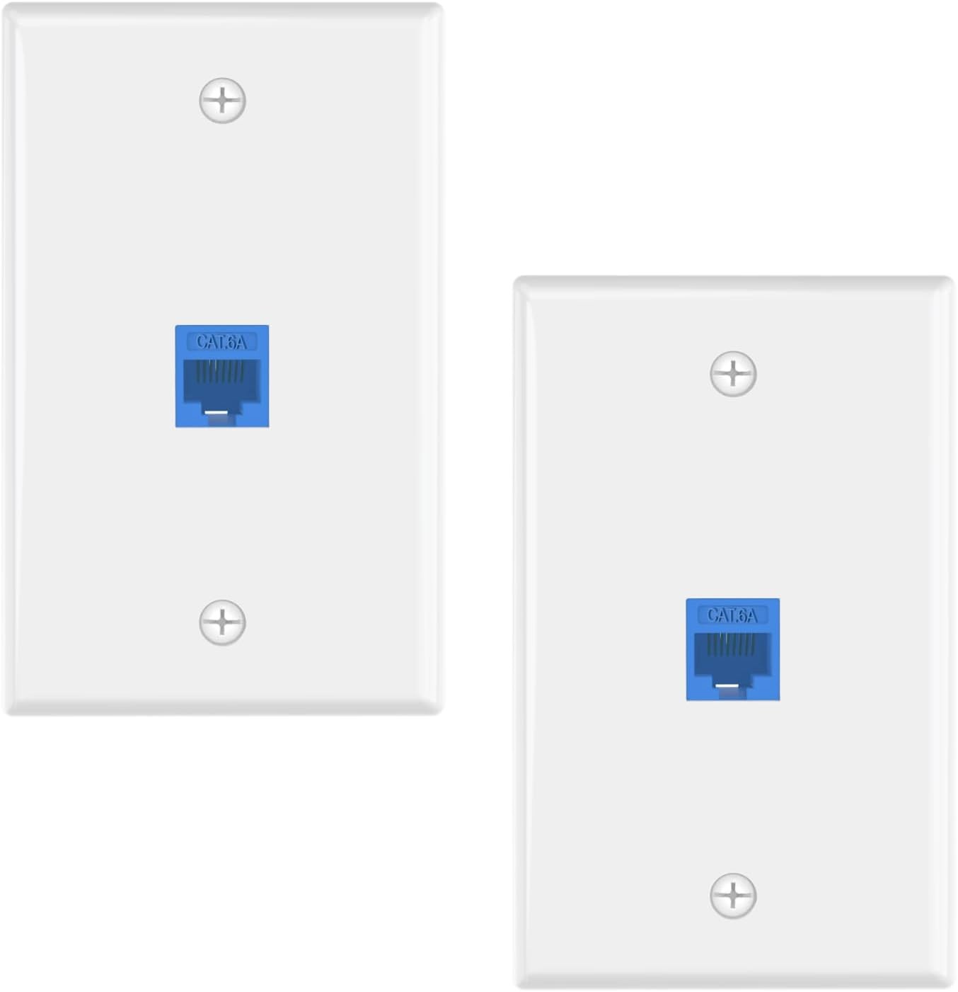 UL Listed 10Gbps CAT6A Ethernet Wall Plate Blue 2-Pack