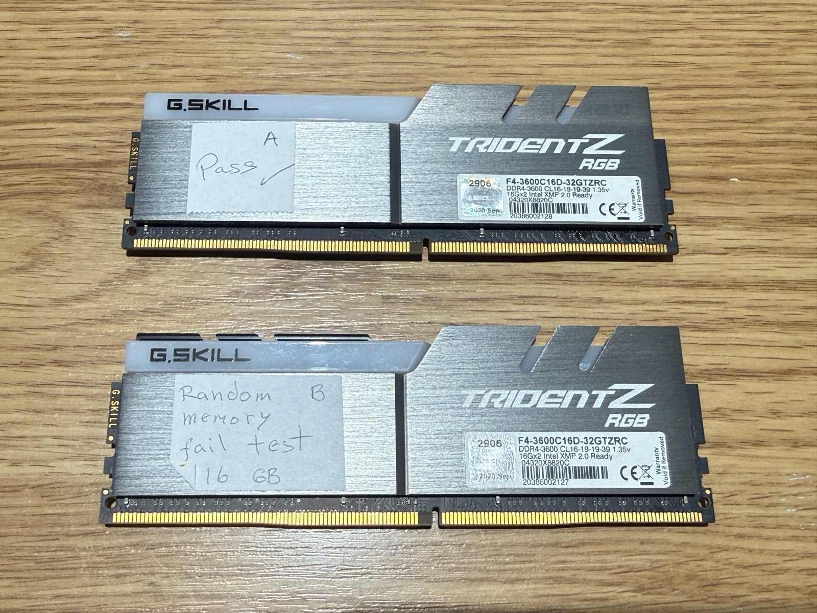 Tested G.SKILL Trident Z RGB 16 GB (1x16GB) DDR4-3600 CL16 - READ DESCRIPTION